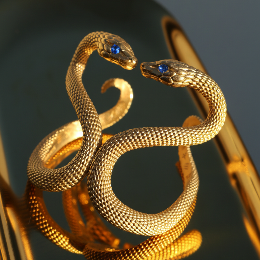 El Brazalete del Vínculo Sagrado de Emparejamiento 18k y Ojos de Esmeralda