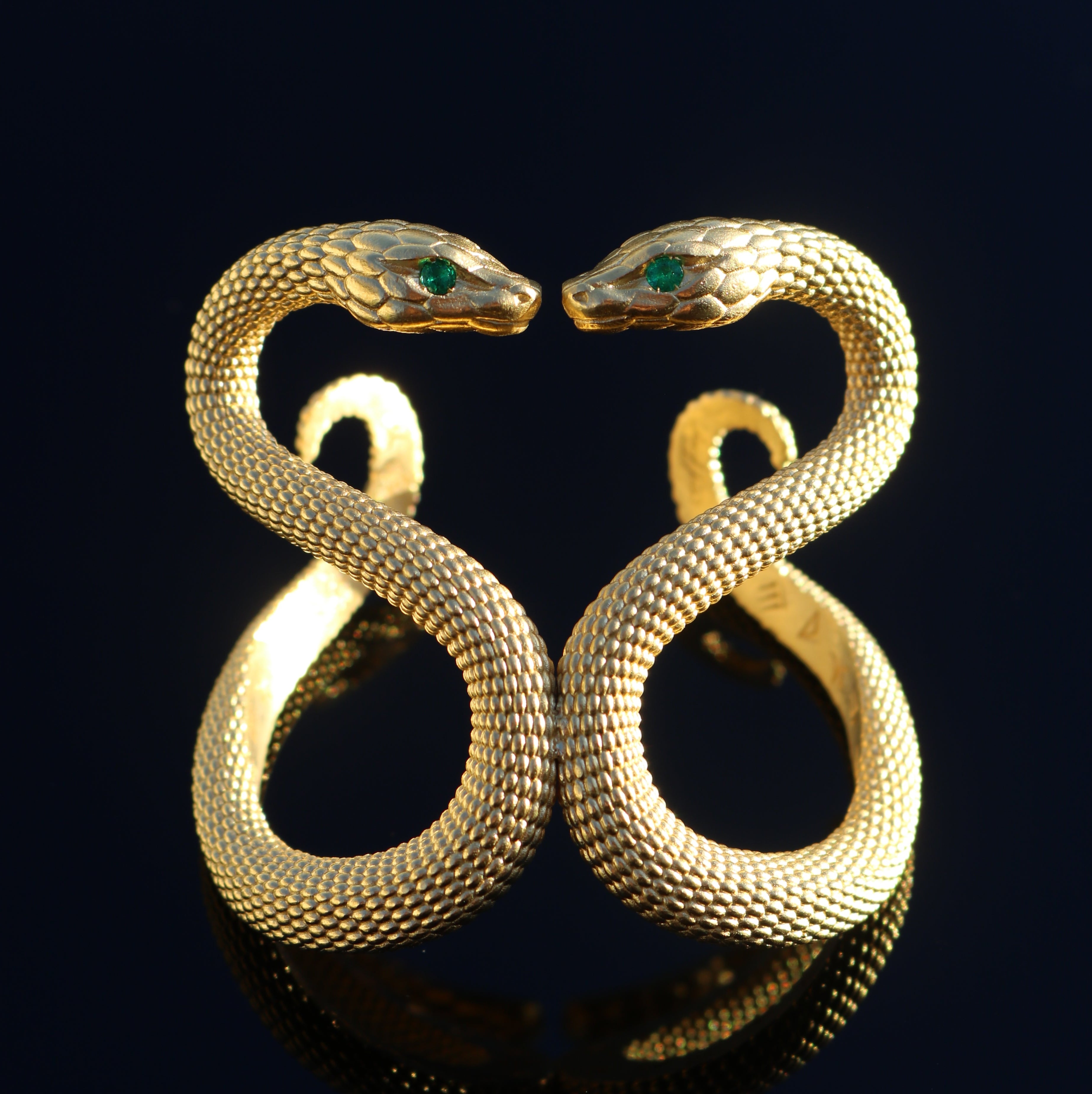 The Sacred Mating Bond Cuff 18k & Emerald Eyes