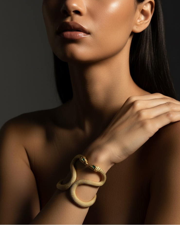 The Sacred Mating Bond Cuff 18k & Emerald Eyes